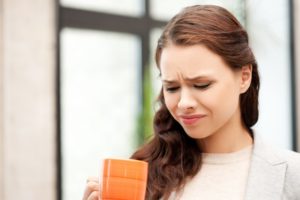 woman with a bad taste in her mouth
